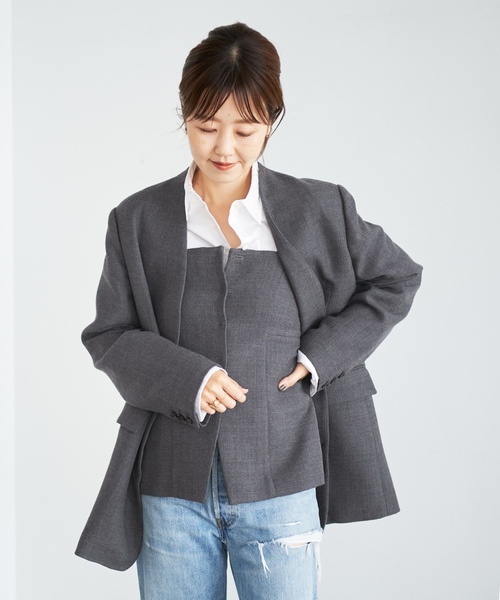 plage（プラージュ） ノーカラージャケット 38 グレー レディース