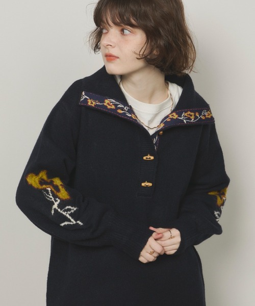 「Unitage」 ニットワンピース FREE ネイビー レディース_画像4