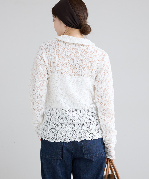IENA（イエナ） tシャツ Flowerストレッチレース ポロシャツ