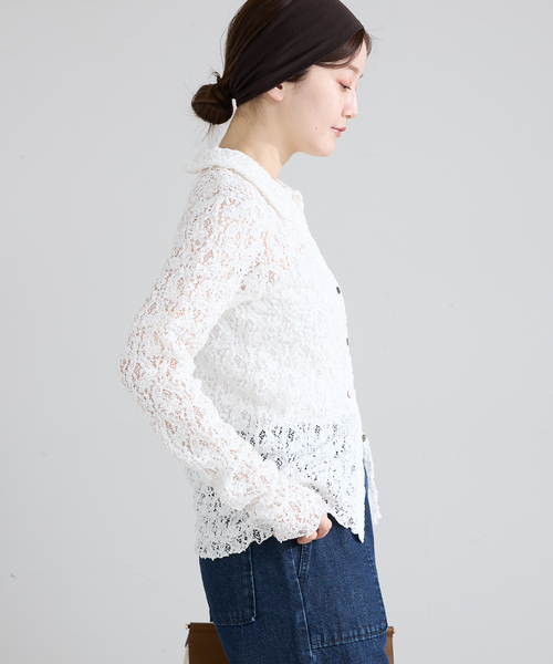 IENA（イエナ） tシャツ Flowerストレッチレース ポロシャツ