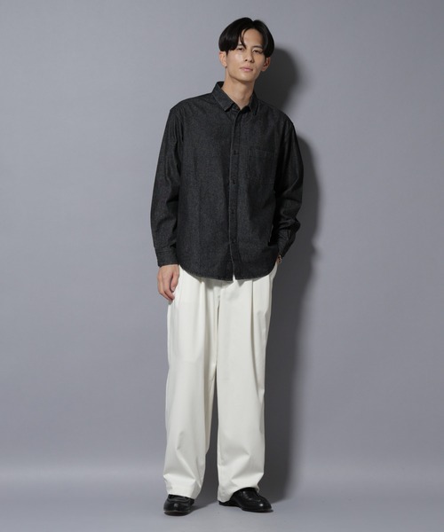 「NANO universe」 長袖シャツ M ネイビー メンズ_画像3