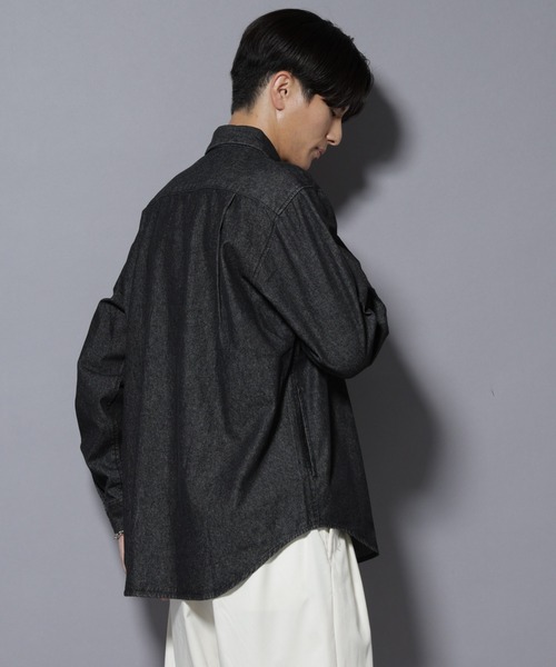 「NANO universe」 長袖シャツ M ネイビー メンズ_画像5