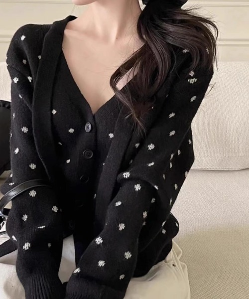 「LADY LIKE」 ニットカーディガン M ブラック レディース_画像6
