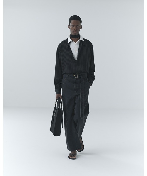 ショルダーバッグ Leather Flap Adjustable Belt Canvas Tote メンズ レディースの画像