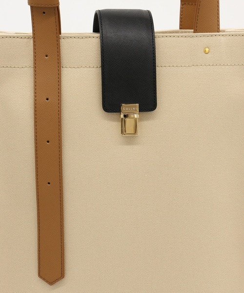 ショルダーバッグ Leather Flap Adjustable Belt Canvas Tote メンズ レディースの画像