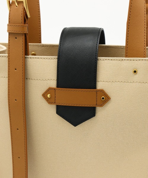 ショルダーバッグ Leather Flap Adjustable Belt Canvas Tote メンズ レディースの画像