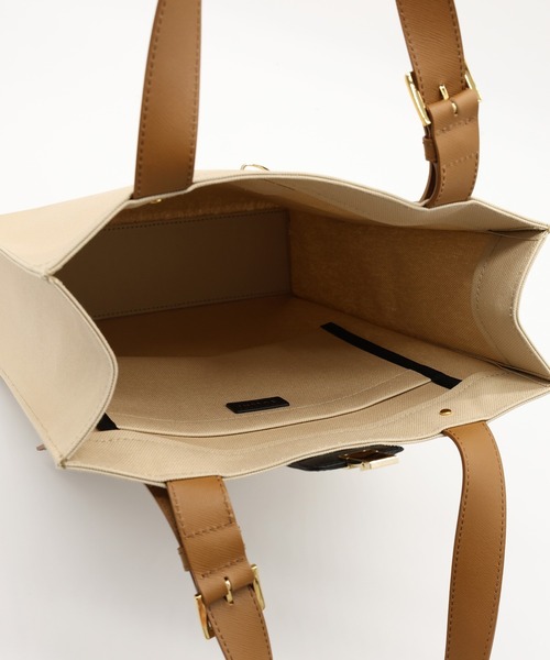 ショルダーバッグ Leather Flap Adjustable Belt Canvas Tote メンズ レディースの画像