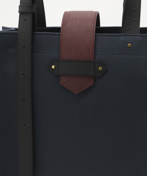 ショルダーバッグ Leather Flap Adjustable Belt Canvas Tote メンズ レディースの画像