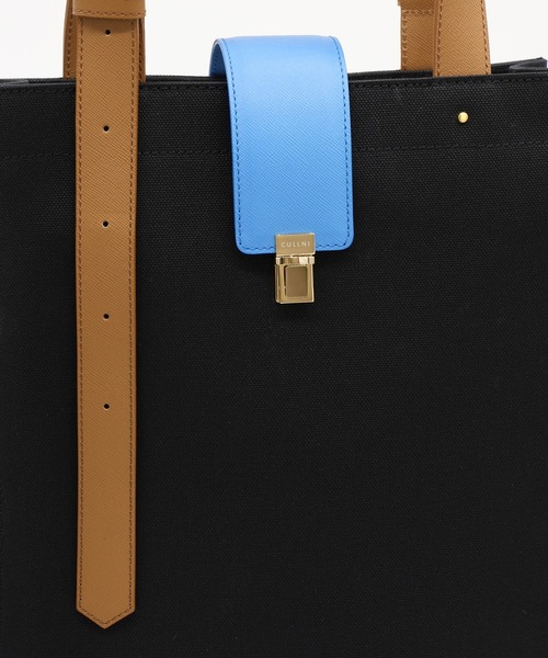 ショルダーバッグ Leather Flap Adjustable Belt Canvas Tote メンズ レディースの画像