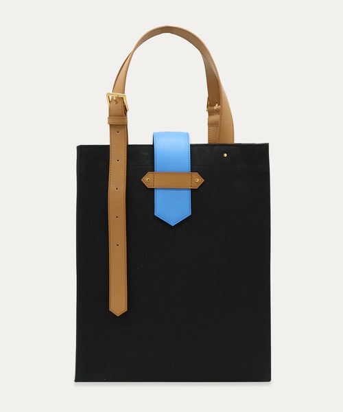 ショルダーバッグ Leather Flap Adjustable Belt Canvas Tote メンズ レディースの画像