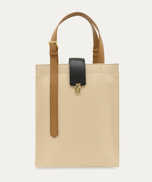 ショルダーバッグ Leather Flap Adjustable Belt Canvas Tote メンズ レディースの画像