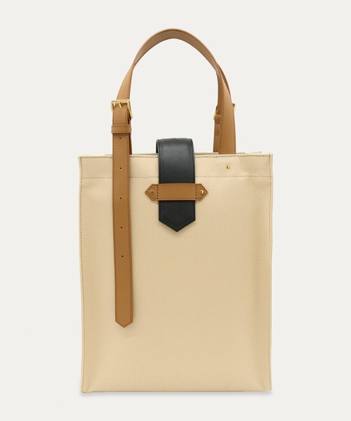 ショルダーバッグ Leather Flap Adjustable Belt Canvas Tote メンズ レディースの画像