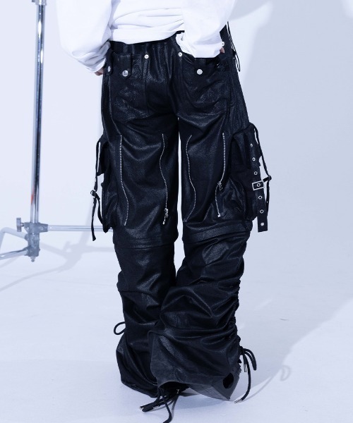 Gamchu【ガムチュ】ベベルッパ/Double Knee Belt Pants GAMCHU（ガムチュ） ワイドパンツ パンツ 「Gamchu/ガムチュ」Mekuroa