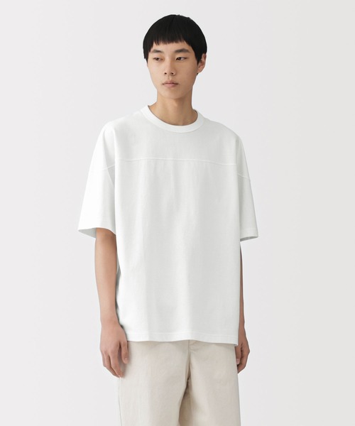 無印良品（MUJI） tシャツ 紳士 洗いざらし太番手フットボール五分袖T