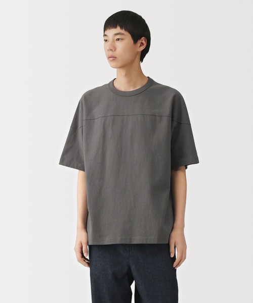 無印良品（MUJI） tシャツ 紳士 洗いざらし太番手フットボール五分袖T