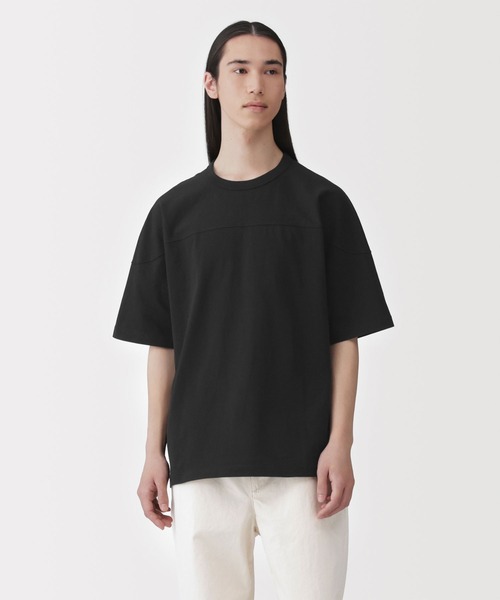無印良品（MUJI） tシャツ 紳士 洗いざらし太番手フットボール五分袖T