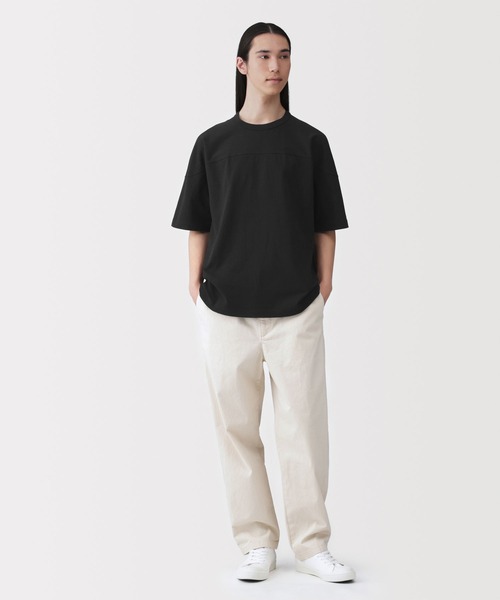 無印良品（MUJI） tシャツ 紳士 洗いざらし太番手フットボール五分袖T