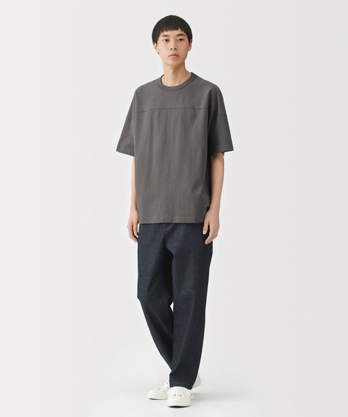 無印良品（MUJI） tシャツ 紳士 洗いざらし太番手フットボール五分袖T