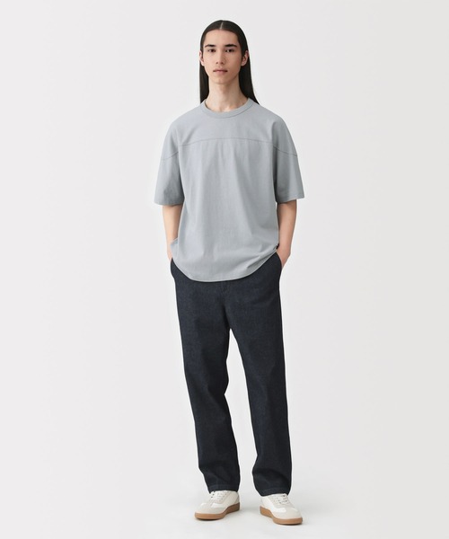 無印良品（MUJI） tシャツ 紳士 洗いざらし太番手フットボール五分袖T