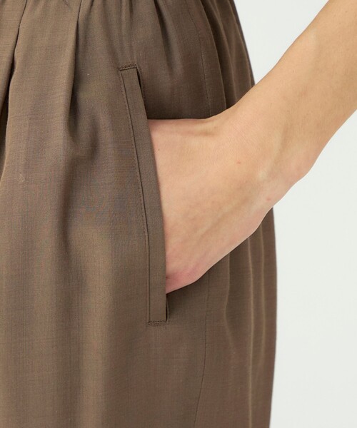 ワイドパンツ パンツ シルキーブロード ドロストワイドパンツ レディースの画像