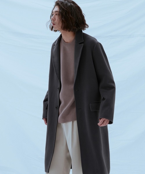 チェスターコート コート SMOOTH HERRINGBONE MAXI OVER COAT メンズ  