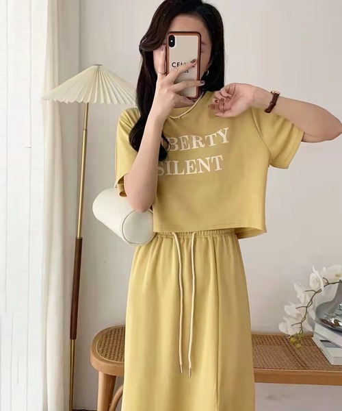 Girly Doll セットアップ 2点セット ロゴプリント半袖Tシャツ