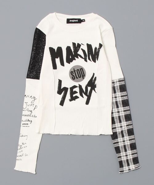 Desigual Tシャツ フロック加工 手描き風デザイン レディース 希少 Desigual tシャツ Tシャツ フロック加工 手描き風Tシャツ