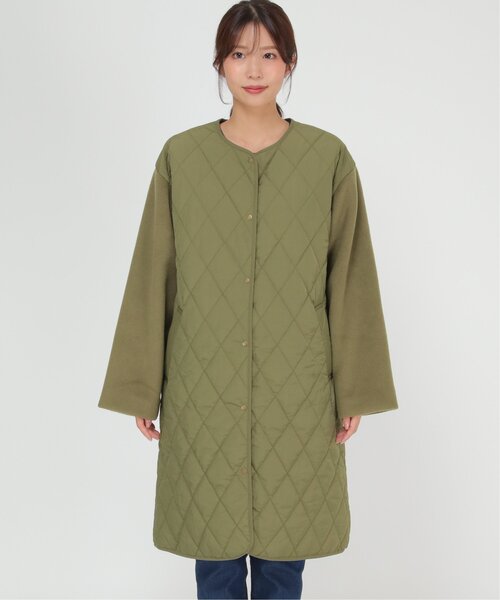 ikka（イッカ） ノーカラーコート コート 切り替えキルティング軽量