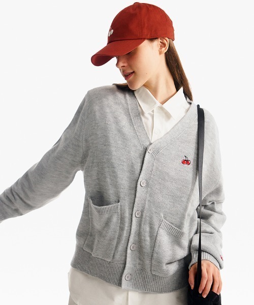 カーディガン KIRSH SMALL CHERRY V NECK CARDIGAN/キルシースモールチェリーVネックカーディガン レディース