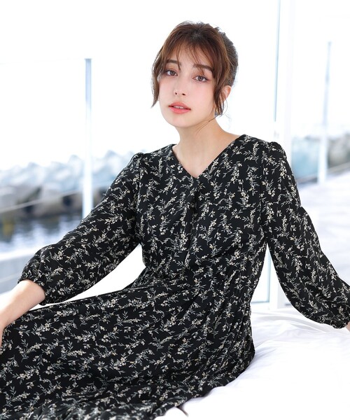 Tiaclasse ワンピース パプスリーブプリーツワンピース : ZOZOTOWN