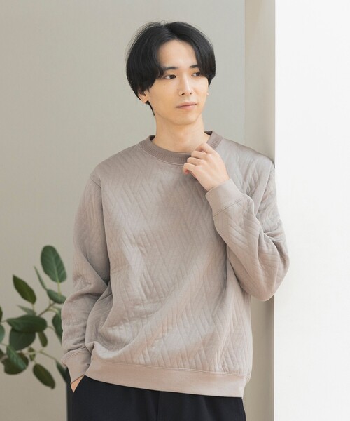 BEAMS HEART トレーナー スウェット ジオメトリック キルト クルー