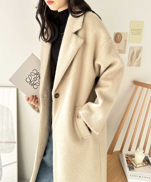 GeeRA コート チェスターコート シャギーロングチェスターコート