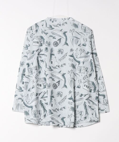 ブラウス シャツ EMAGO 夏の海水彩総柄シャツ レディース Emago ブラウス シャツ EMAGO 夏の海水彩総柄シャツ レディース