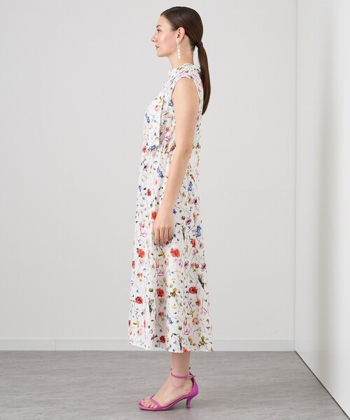 (極美品✨)ANAYI ボタニカルデシンプリント　ワンピース　ノースリーブ　花柄 ANAYI ワンピース ボタニカルデシンプリントボウタイ : ZOZOTOWN
