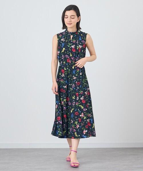 (極美品✨)ANAYI ボタニカルデシンプリント　ワンピース　ノースリーブ　花柄 極美品✨)ANAYI ボタニカルデシンプリント ワンピース