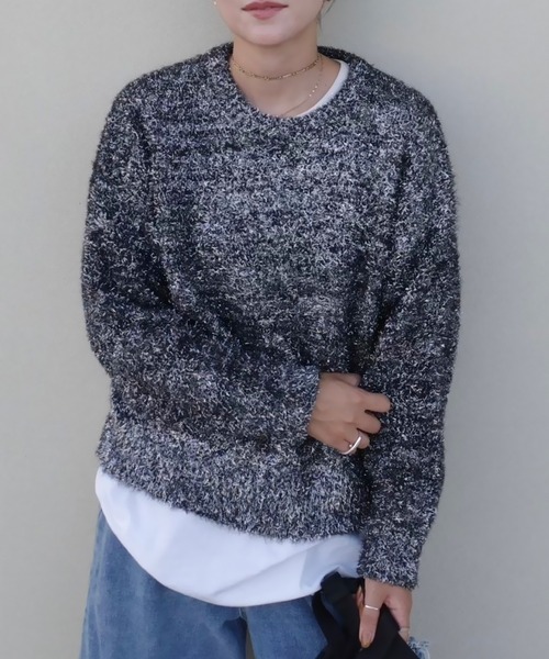 ニット セーター 「hideka select」シャギーラメオーバーニット レディース HEILIS（ヘイリス）の「《hideka select》シャギーラメオーバー
