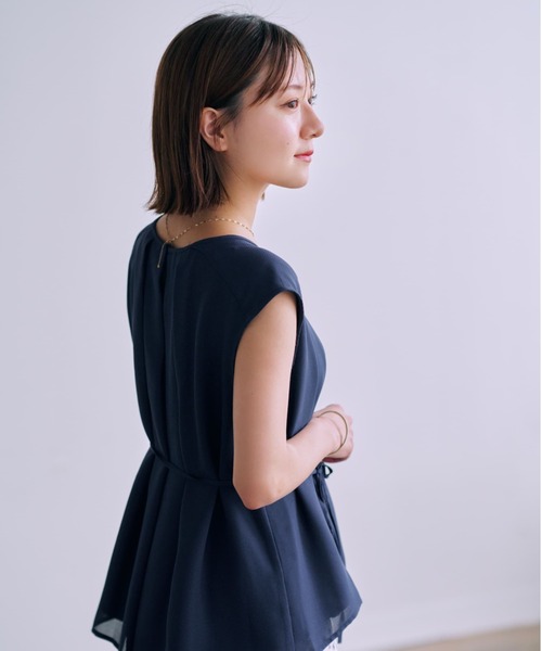 ブラウス シャツ シアータックノースリプルオーバー「低身長・小柄女性」 レディース ブラウス シャツ シアータックノースリプルオーバー「低身長