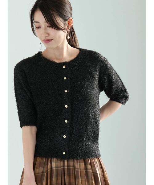 Te chichi（テチチ） カーディガン ラメシャギーハーフスリーブニット