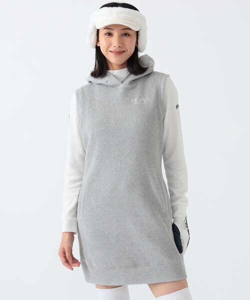 パーリーゲイツ　ノースリーブ　ニットワンピース PEARLY GATES パーリーゲイツ ノースリーブ ニットワンピース ベージュ