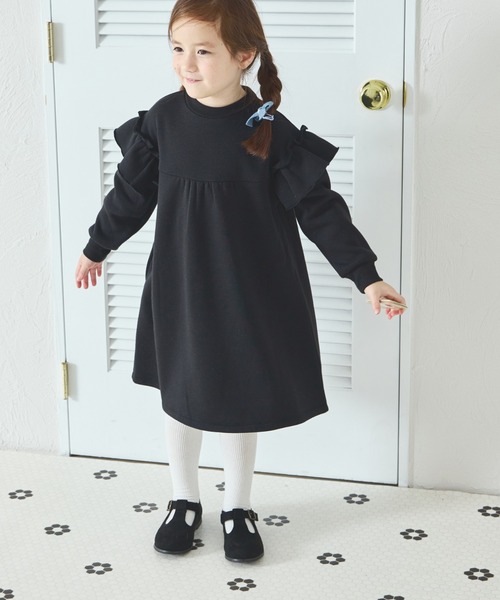 pairmanon（ペアマノン） ワンピース 裏起毛 肩フリル 切替え ギャザー