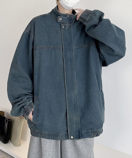 デニムジャケット gジャン 「FVLMEN」stand neck denim zip