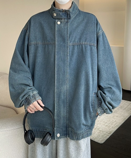 デニムジャケット gジャン 「FVLMEN」stand neck denim zip jacket