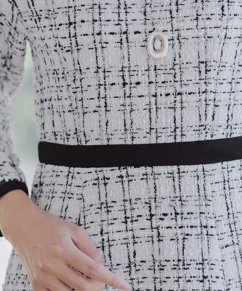 Tiaclasse ワンピース 配色ツイードワンピース : ZOZOTOWN Yahoo!店