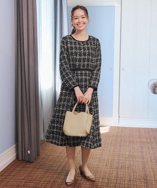 Tiaclasse ワンピース 配色ツイードワンピース : ZOZOTOWN Yahoo!店