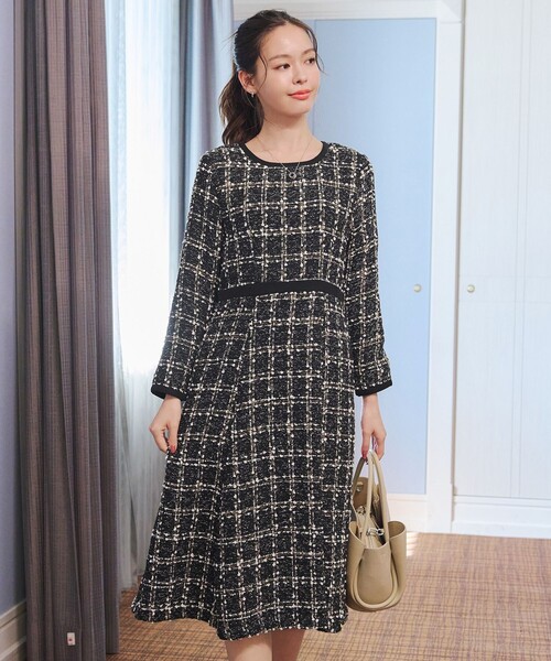 Tiaclasse ワンピース 配色ツイードワンピース : ZOZOTOWN Yahoo!店
