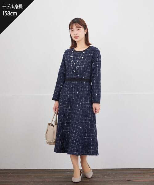 Tiaclasse ワンピース 配色ツイードワンピース : ZOZOTOWN Yahoo!店