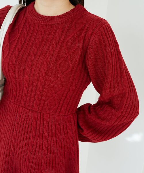 maje ウールブレンド　ニットフレアワンピース 新色追加】ジャガードニットフレアワンピース≪手洗い可能≫ | QUEENS