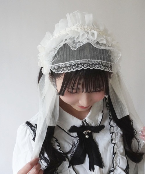 リボンレースヘッドドレス SPINNS 合皮リボンレースヘッドドレス : ZOZOTOWN Yahoo!店