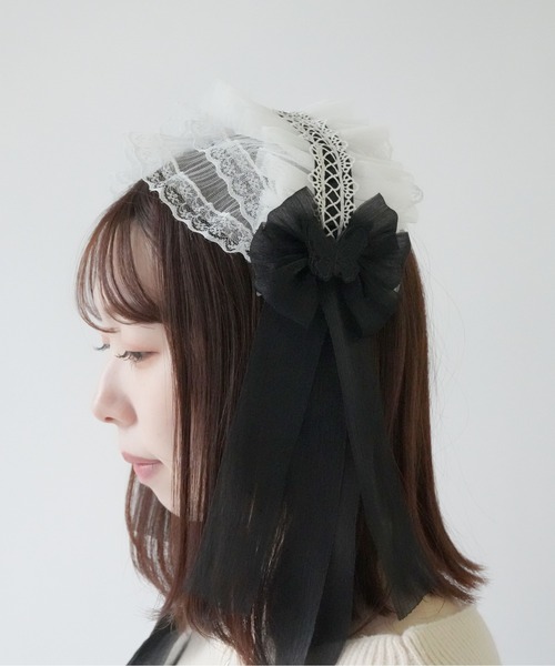 リボンレースヘッドドレス リボンレース ヘッドドレス（バレッタ/ヘアクリップ）｜SPINNS