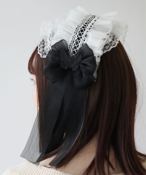 Port（ポート） 「 」 バタフライ リボン付き レース ヘッドドレス